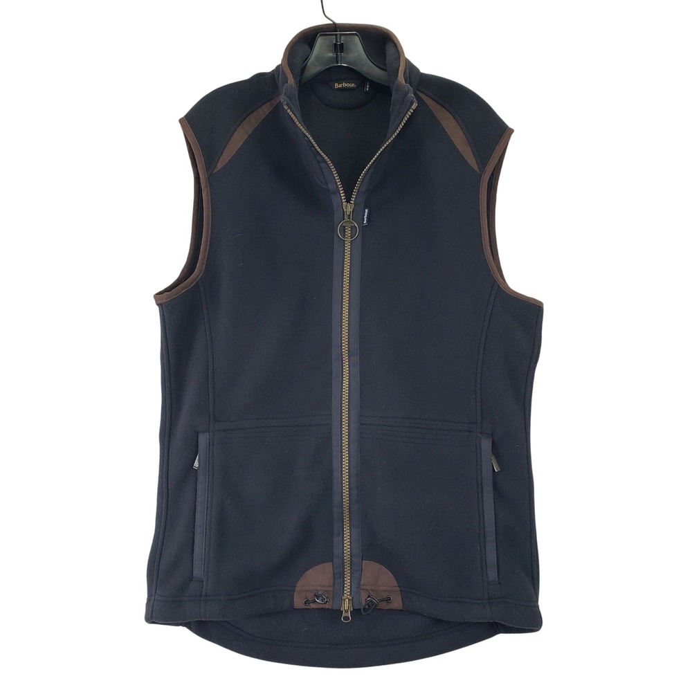 Barbour Fleece Full Zip Vest Mens L Navy Brown Equestrian Gorpcore Countrywear